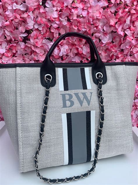 canvas tote bag with monogram.